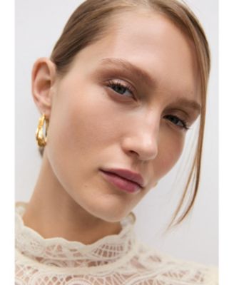 Women's High-Neck Sheer Cotton Lace Blouse