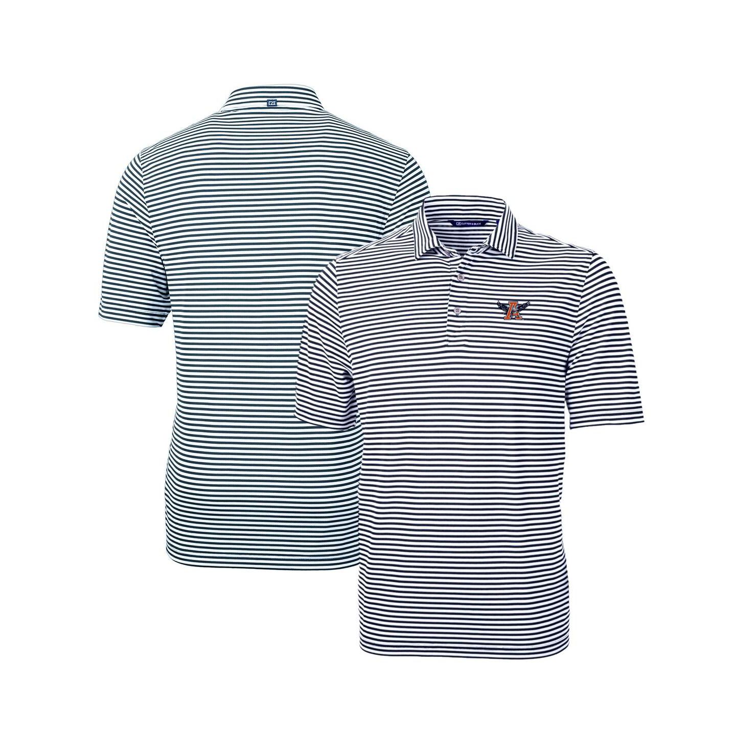 Мужское поло Cutter & Buck Auburn Tigers Throwback Logo Virtue Eco Pique Stripe Polo, цвет: Тёмно-синий — фото 1