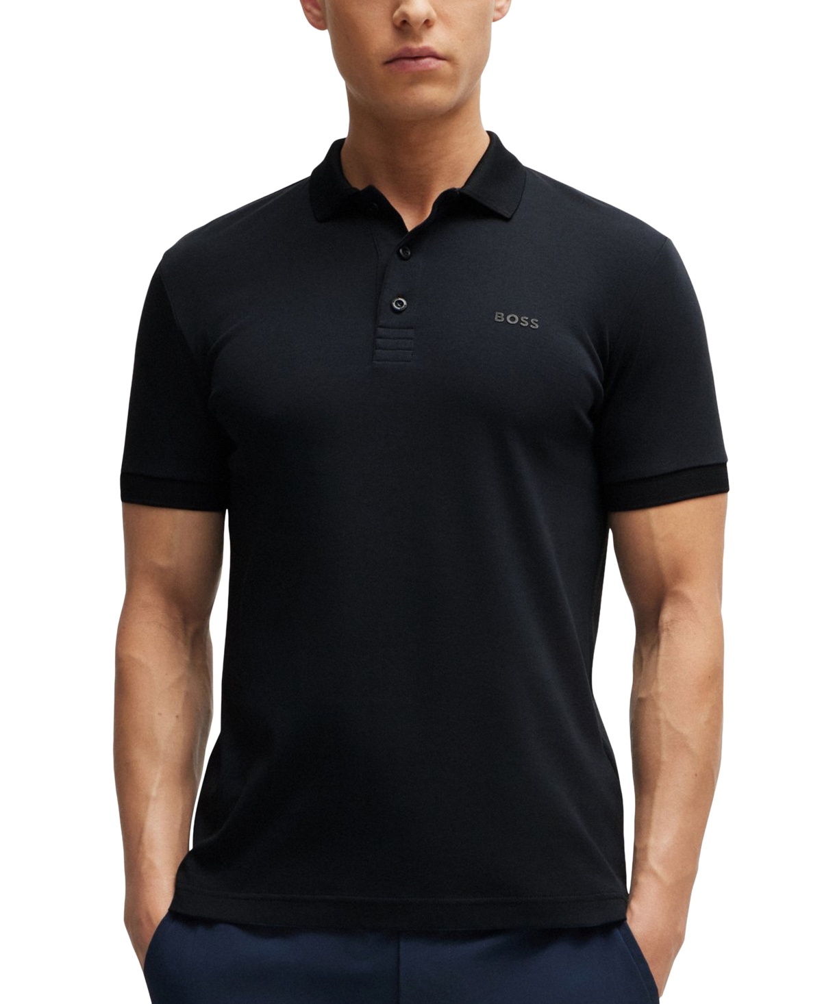 Hugo Boss Boss By  Men's Contrast Trim Slim-fit Polo In Blue