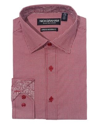 Men's Modern Fit Zig Zag Non-solid Dress Shirt