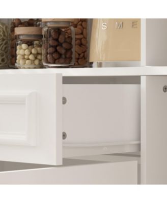 Storage Organizer with Tempered Glass Doors, 2-Drawers, Adjustable Shelves