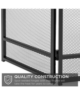 3-Panel Steel Mesh Fireplace Screen, Spark Guard