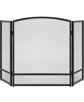 3-Panel Steel Mesh Fireplace Screen, Spark Guard