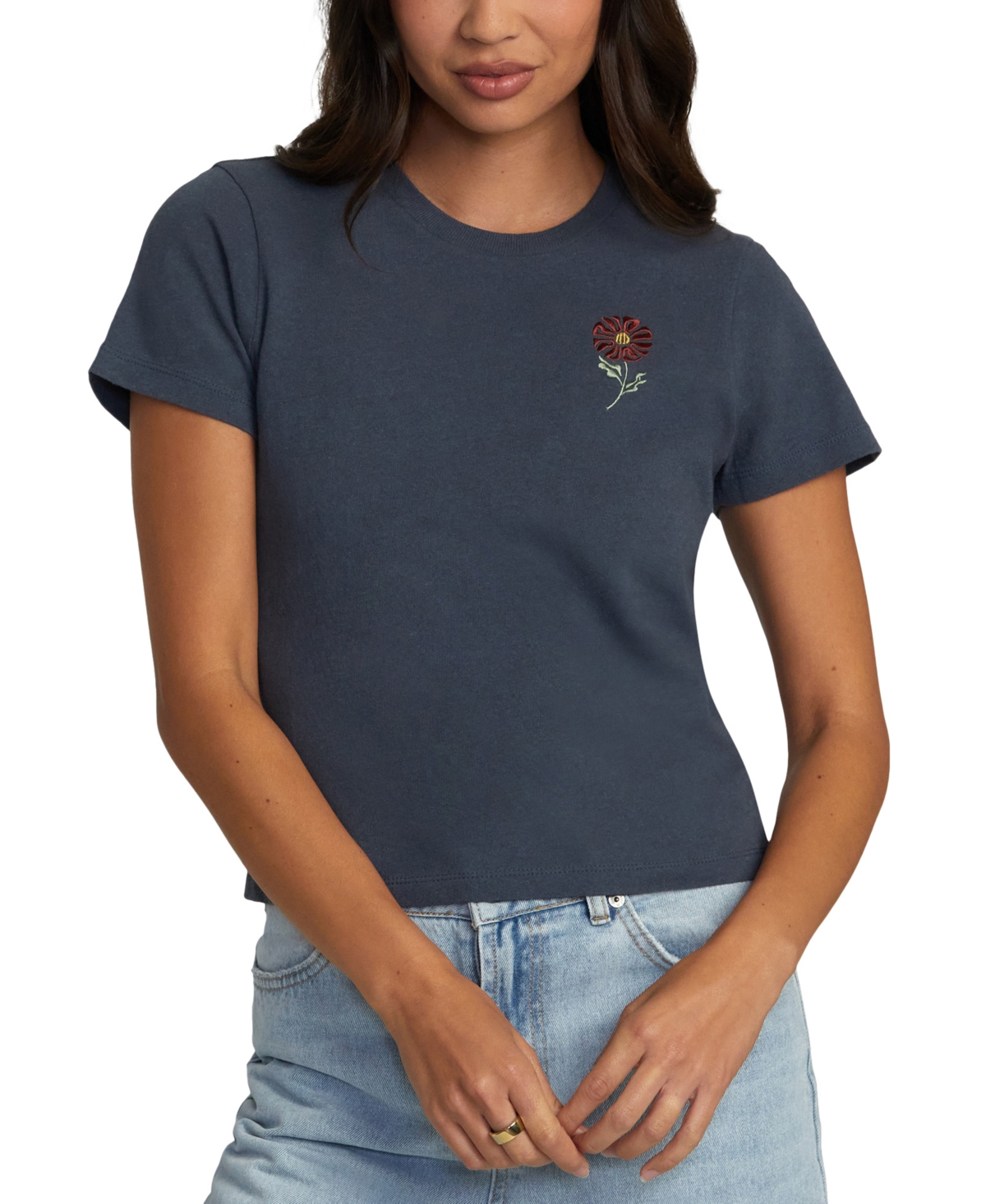 RVCA WOMEN'S FLORAL GRAPHIC COTTON T-SHIRT 