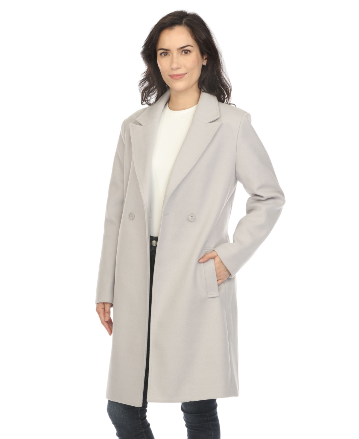 White Mark Women's Classic Walker Coat In Light Grey