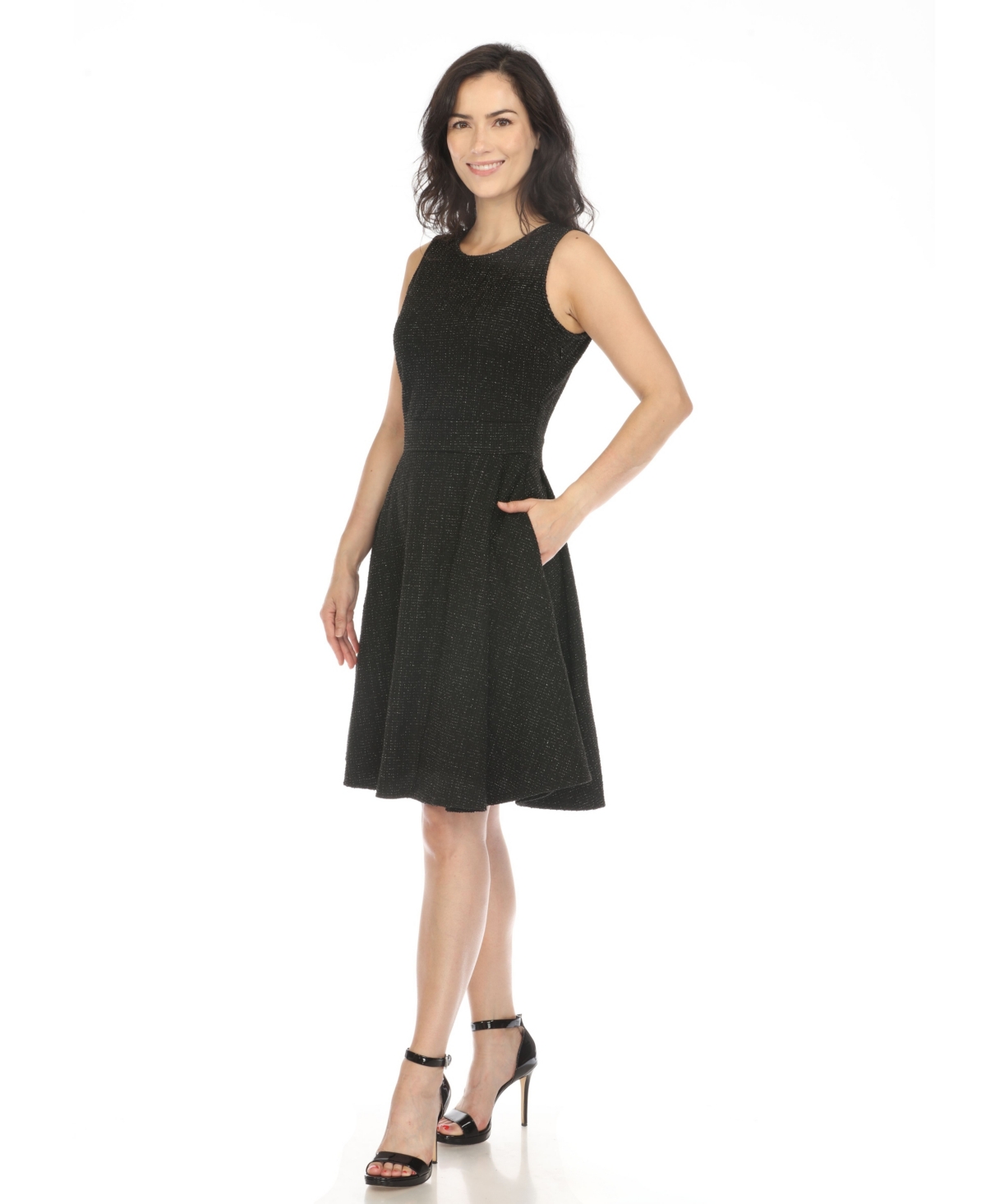 White Mark Plus Womens Pleated Textured Mini Dress In Black