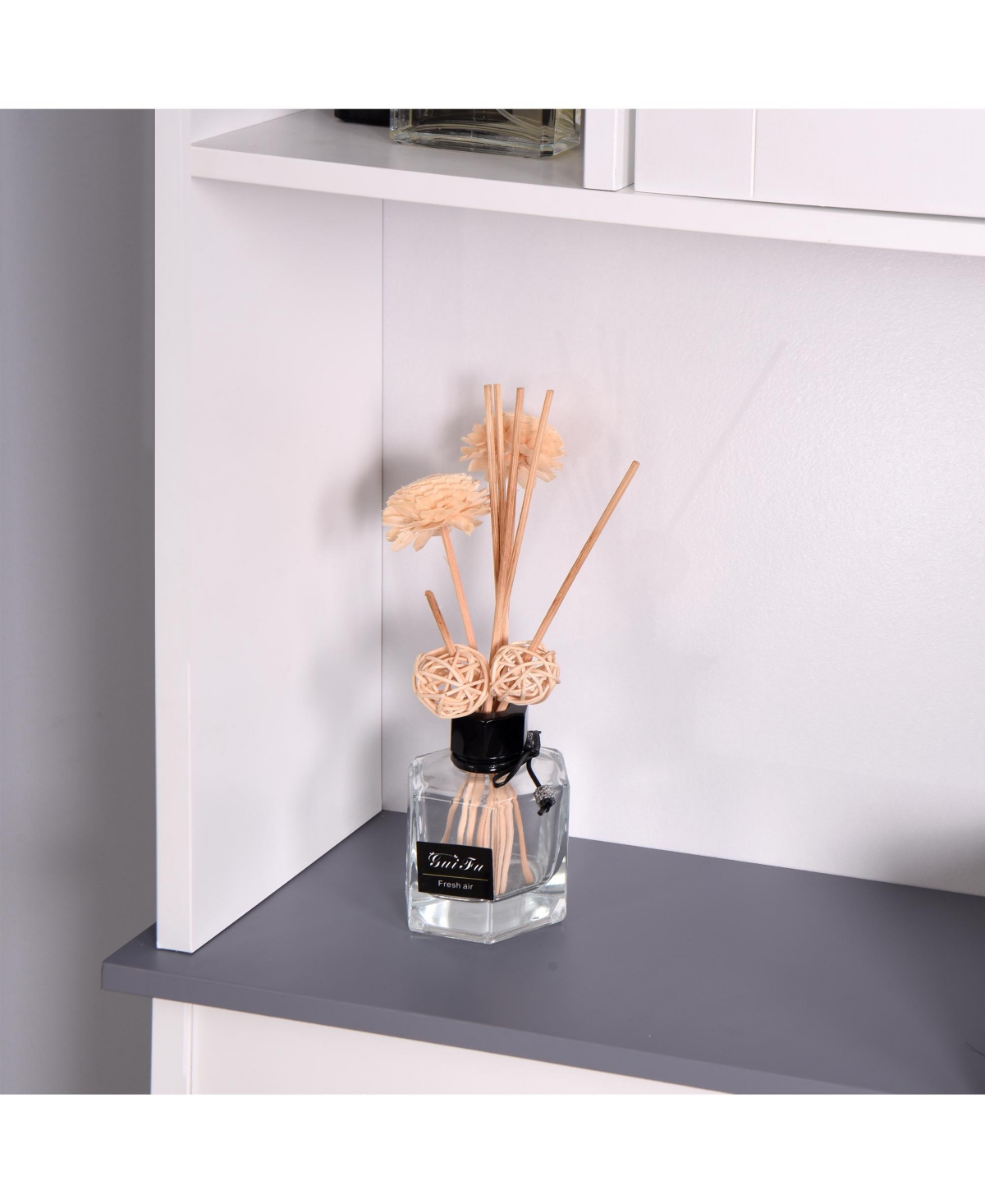 Slickblue Modern Over-the-Toilet Wood Storage Cabinet –Space Saver for Bathroom Organization - White