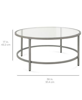 36in Round Tempered Glass Coffee Table for Home, Living Room, Dining Room