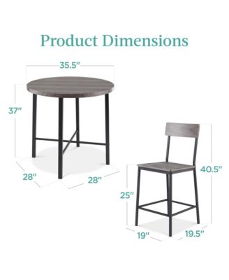 5-Piece Modern Round Counter Height Dining Set w/ 4 Chairs, 1.5in Thick Table