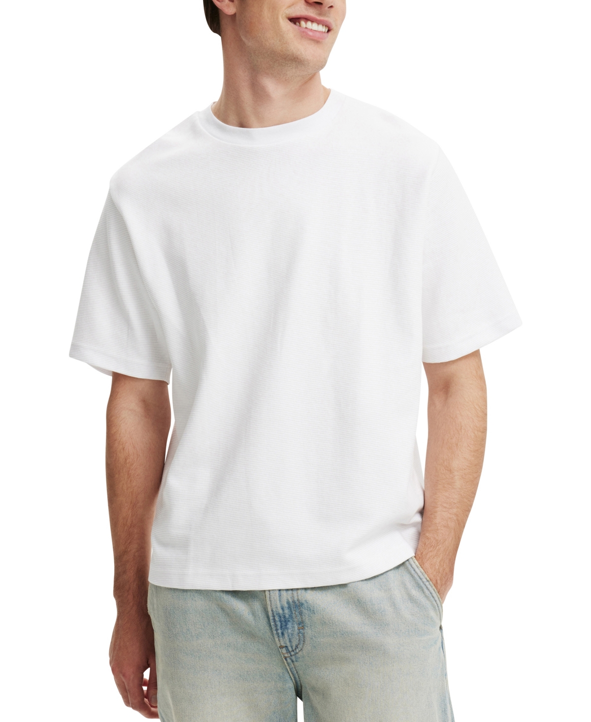 Cotton On Men's Cropped T-shirt In White Texture