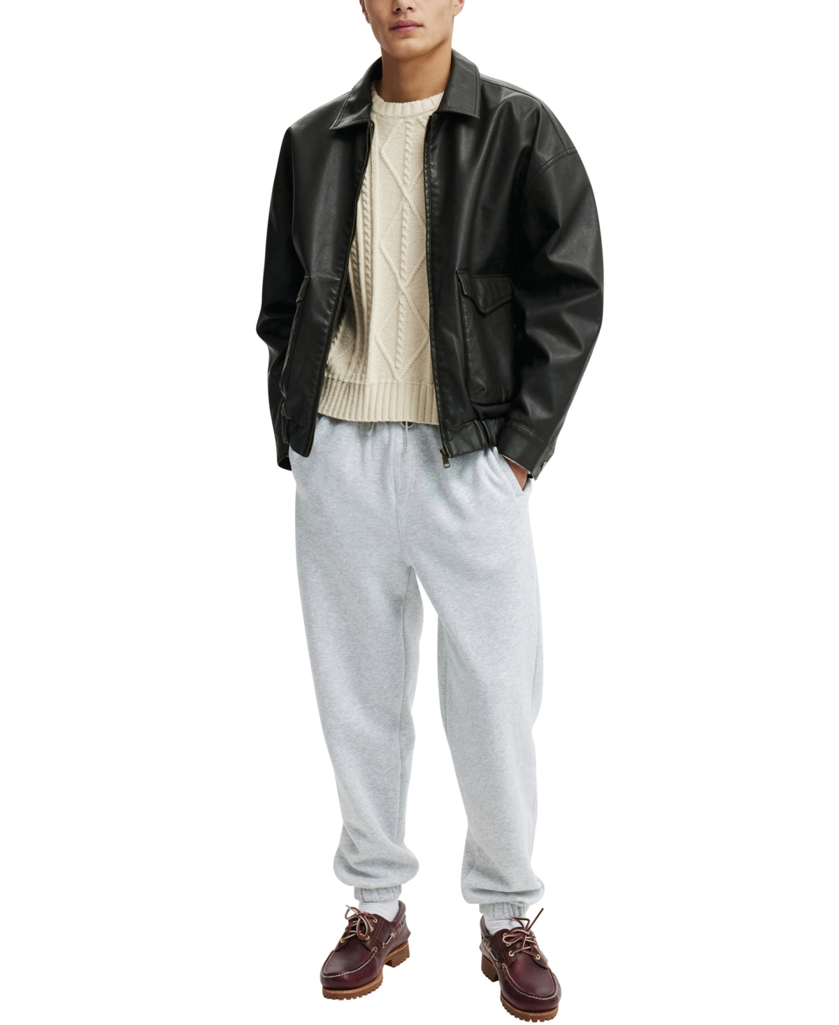 Shop Cotton On Men's Baggy Cuffed Track Pant In Grey Marle