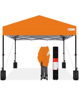 8x8ft Easy Setup Pop Up Canopy w/ 1-Button Setup, Wheeled Case, 4 Weight Bags