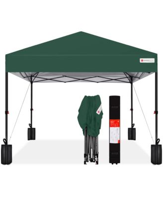 8x8ft Easy Setup Pop Up Canopy w/ 1-Button Setup, Wheeled Case, 4 Weight Bags