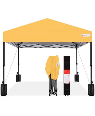 8x8ft Easy Setup Pop Up Canopy w/ 1-Button Setup, Wheeled Case, 4 Weight Bags