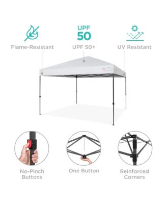 10x10ft Easy Setup Pop Up Canopy w/ 1-Button Setup, Wheeled Case, 4 Weight Bags