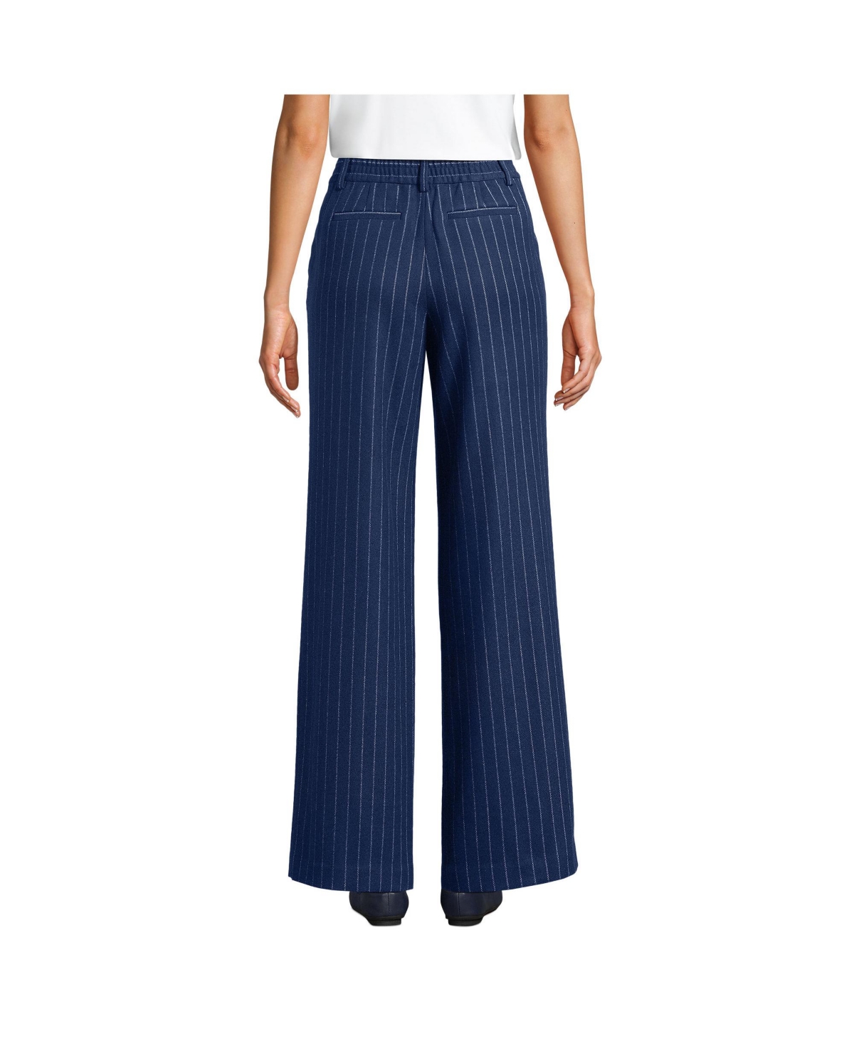 Lands' End Women's Petite Brushed Flannel High Rise Pleated Wide Leg Pants
