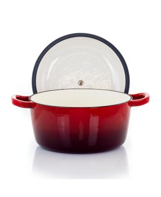 5 Quarts Round Enameled Cast Iron Casserole with Lid in Red