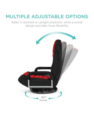 360-Degree Swivel Gaming Floor Chair w/ Armrest Handles, Foldable Adjustable Back