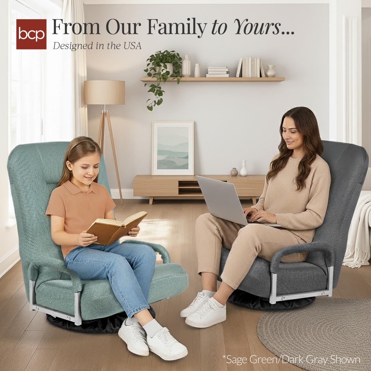 Best Choice Products 360-Degree Swivel Gaming Floor Chair w/ Armrest Handles, Foldable Adjustable Back -gray