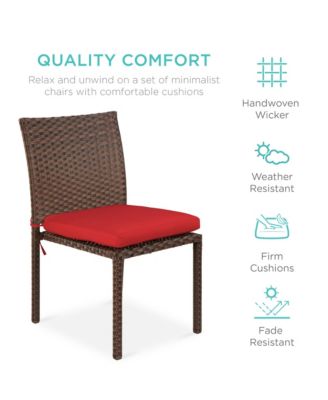 Set of 4 Stackable Outdoor Patio Wicker Chairs w/ Cushions, UV-Resistant Finish