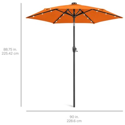7.5ft Outdoor Solar Patio Umbrella for Deck, Pool w/ Tilt, Crank, LED Lights