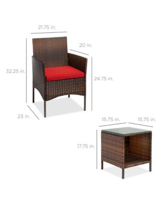 3-Piece Outdoor Wicker Conversation Patio Bistro Set, w/ 2 Chairs, Table