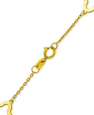 Solid & Silhouette Alternating Clover Station Link Bracelet in 14k Gold