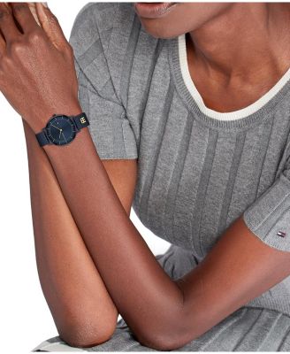 Women's Quartz Ionic Plated Blue Stainless Steel and Gold-Tone Steel Mesh Bracelet Watch 35mm