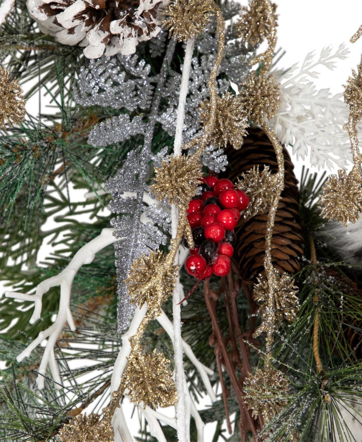 Northlight Snowy Pine Owls and Berries Artificial Christmas Wreath, 34" - Unlit