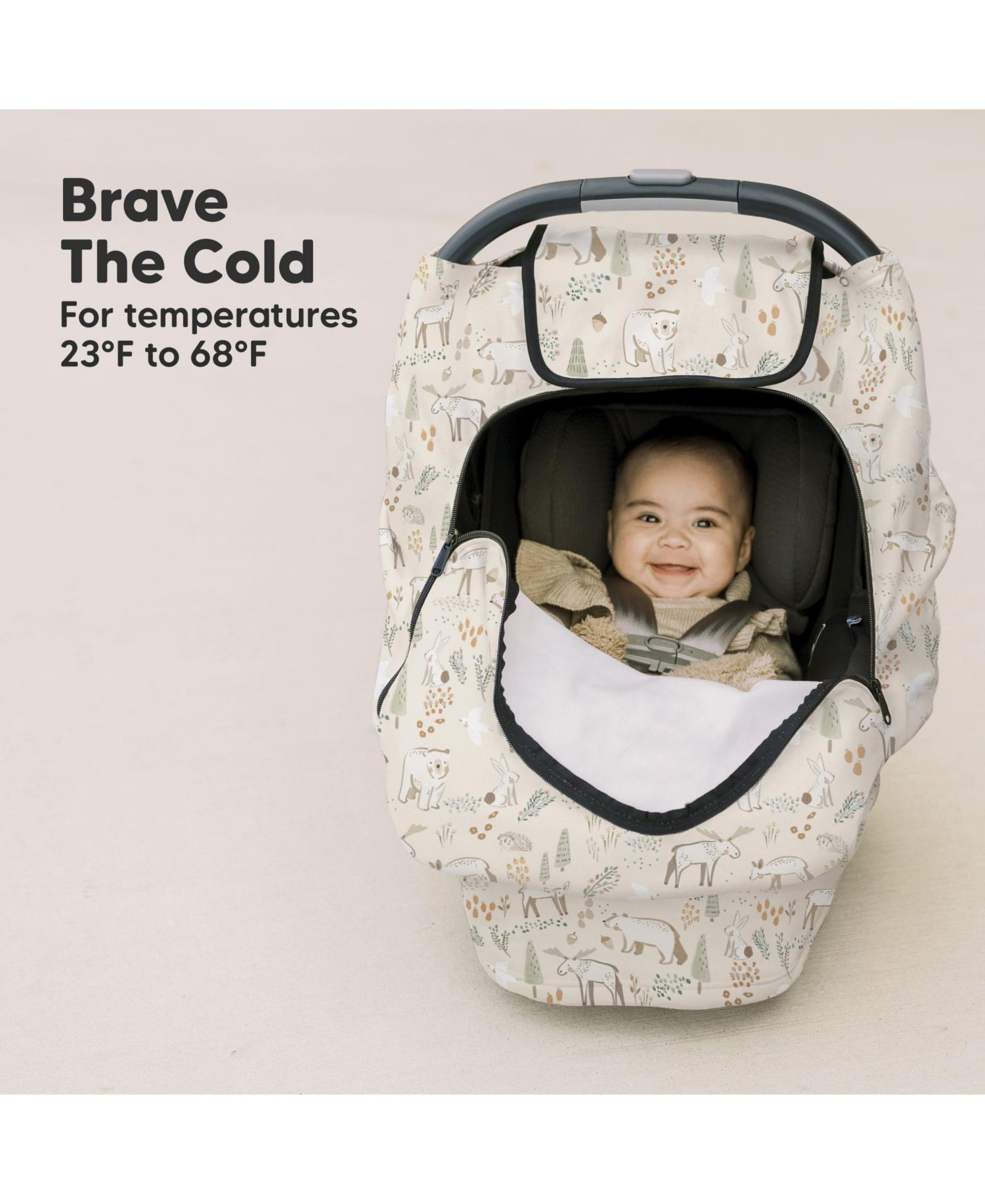 Warmzy Baby Car Seat Cover, Universal Stretch Fit Infant Carseat Covers for Babies, Winter Carseat Canopy