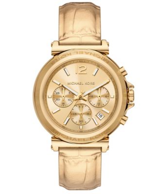 Michael Kors women’s Gold Crystal-Trim Chronograph leather strap Watch Michael Kors women main image 2