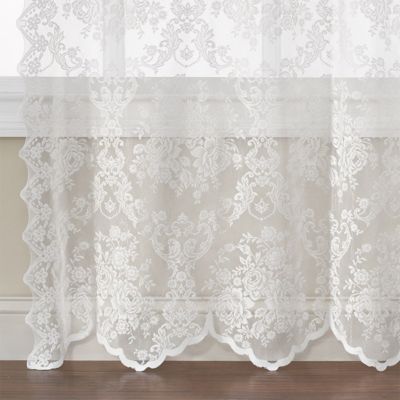 Shabby Chic Lace Single Curtain Panel With An Attached Valance