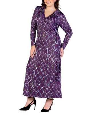 Plus Size Collared Wrap Maxi Dress