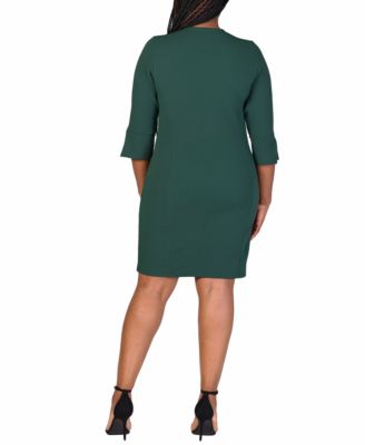 Plus Size Three Quarter Sleeve Mini Dress