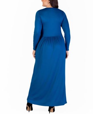 Plus Size Long Sleeve Maxi Dress with Pockets