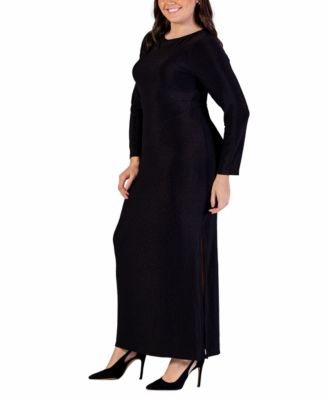 Plus Size Long Sleeve Shimmery Maxi Dress