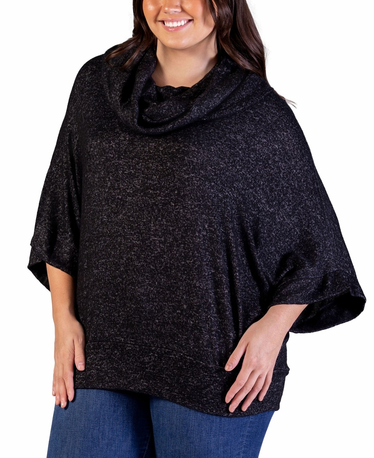 24seven Comfort Apparel Plus Size Cowl Neck Dolman Sleeve Top