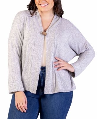 Plus Size Button Front Long Sleeve Cardigan Sweater