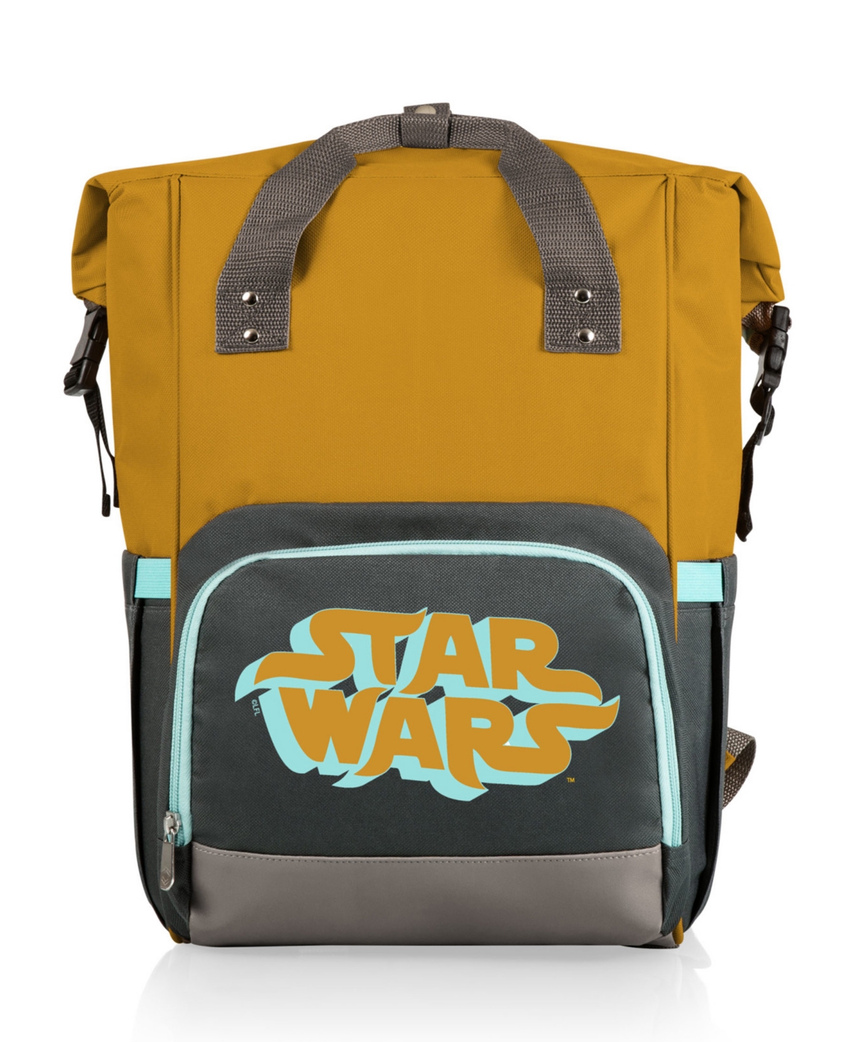 Star Wars 28 Liter On The Go Roll-Top Backpack Cooler - Mustard Yellow with Gray Blue Accents