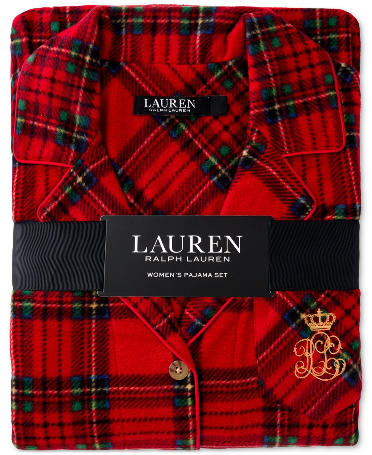 Ralph Lauren Women's Printed Notched-collar Pajama Set In Red Plaid