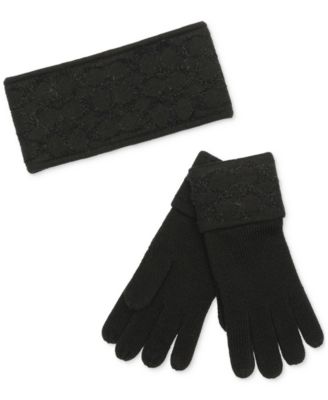 Women's Signature C Metallic Headband & Touch Tip Gloves Boxed Gift Set 
