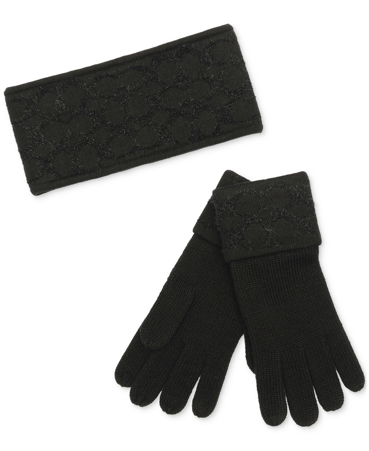Coach Women's Signature C Metallic Headband & Touch Tip Gloves Boxed Gift Set