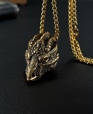 Gold Dragon Stainless Steel Pendant Necklace