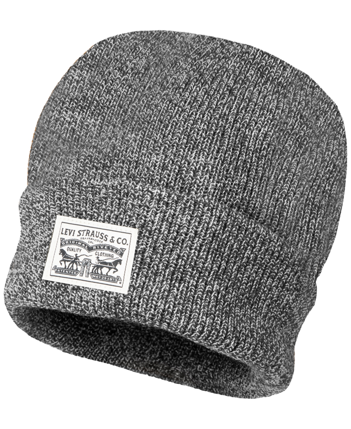 Levi's Men's Ribbed Logo Beanie In Marl Grey
