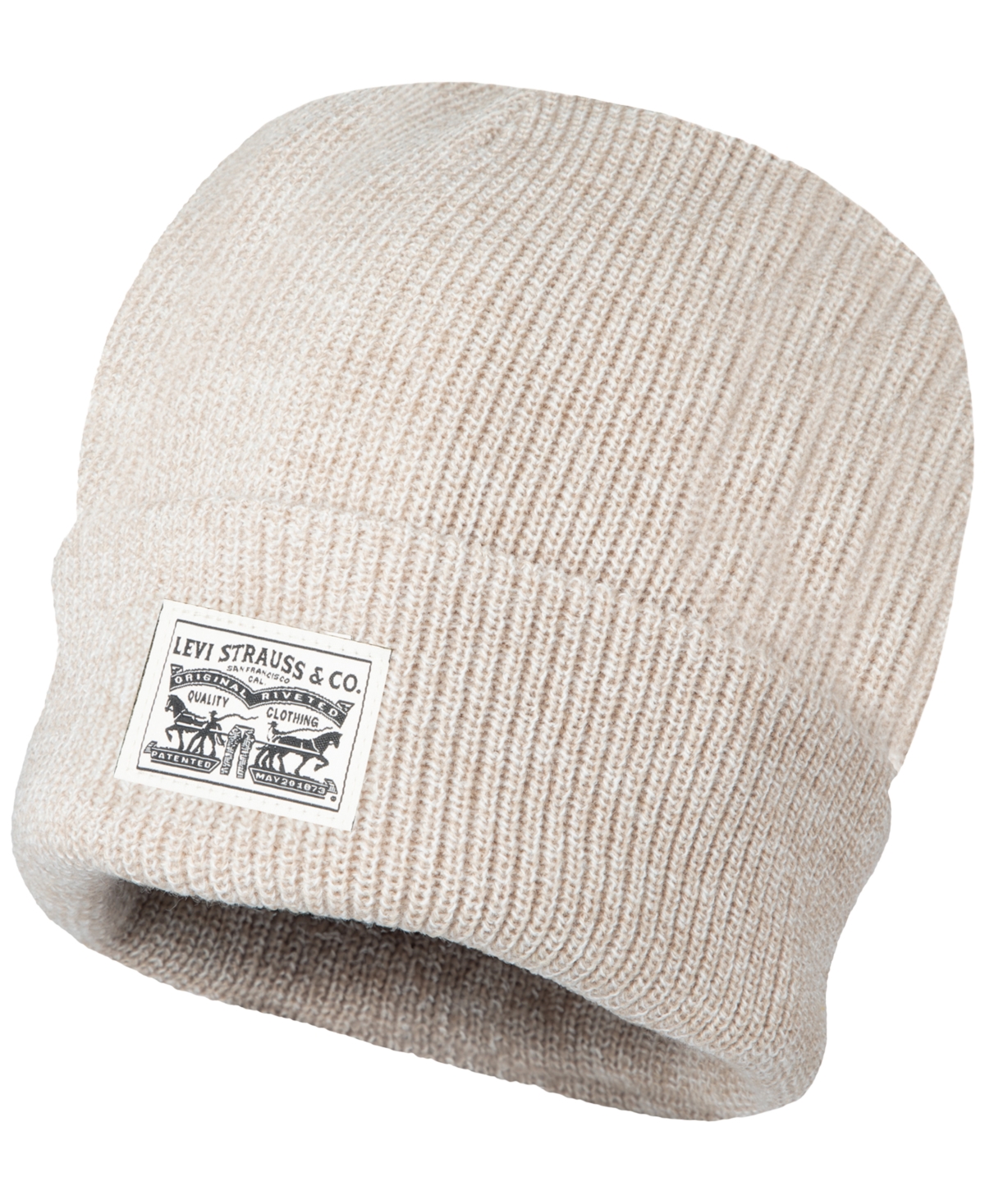 Levi's Men's Ribbed Logo Beanie In Marl Khaki
