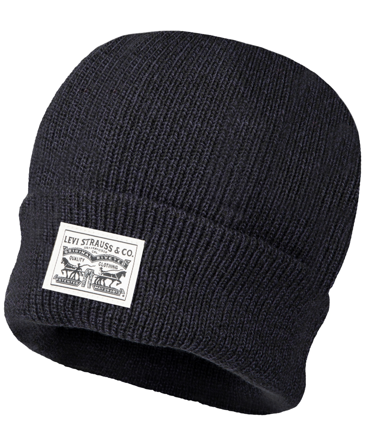 Levi's Men's Ribbed Logo Beanie In Marl Navy