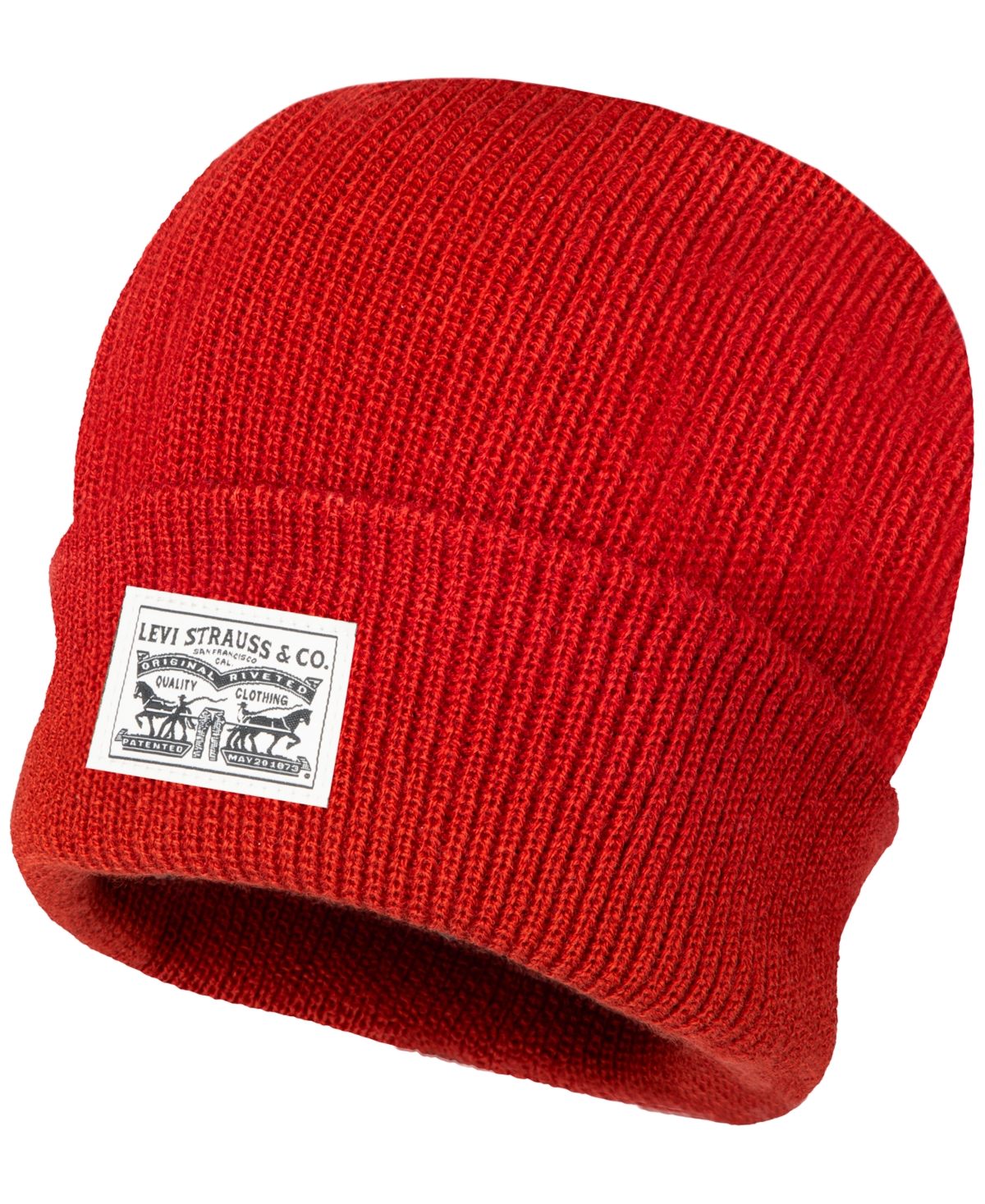 Levi's Men's Ribbed Logo Beanie In Red
