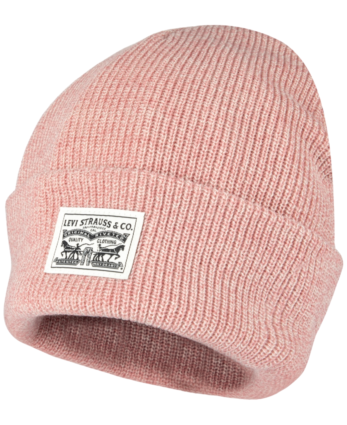 Levi's Men's Ribbed Logo Beanie In Marl Pink