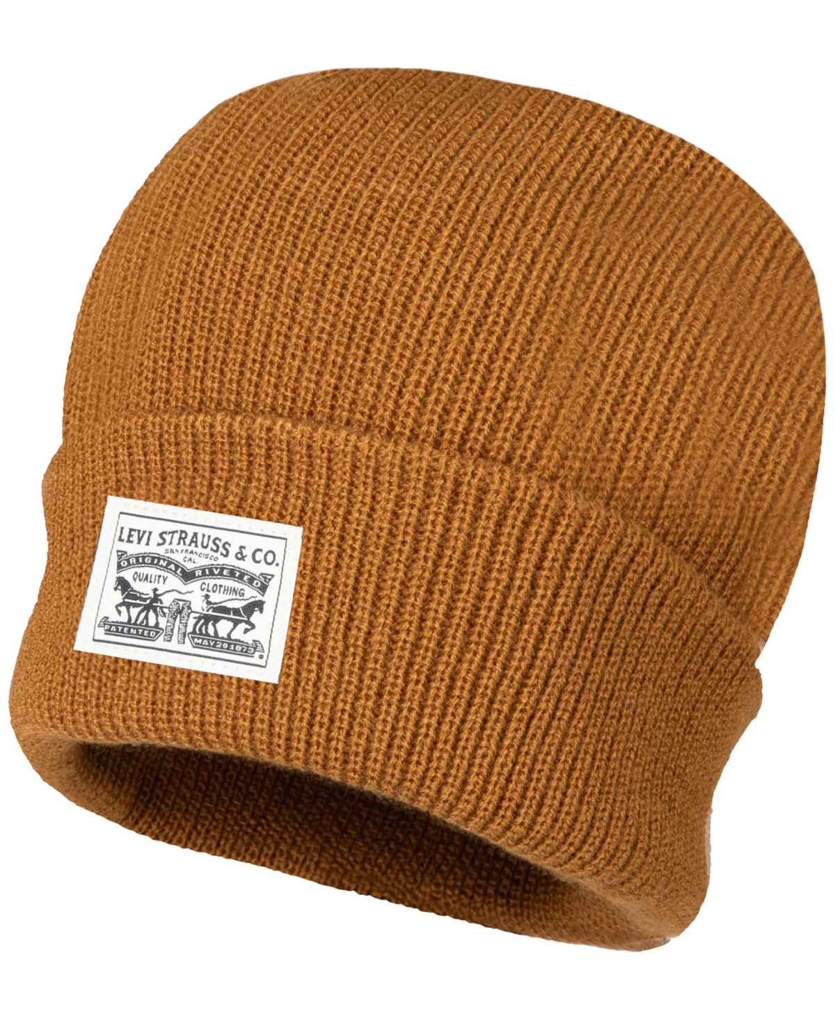 Levi's Men's Ribbed Logo Beanie In Tan