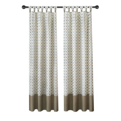 2 Pack: Modern Chic Geometric Tab Top Window Curtain Panels - 52 in. W x 63 in. L, Navy